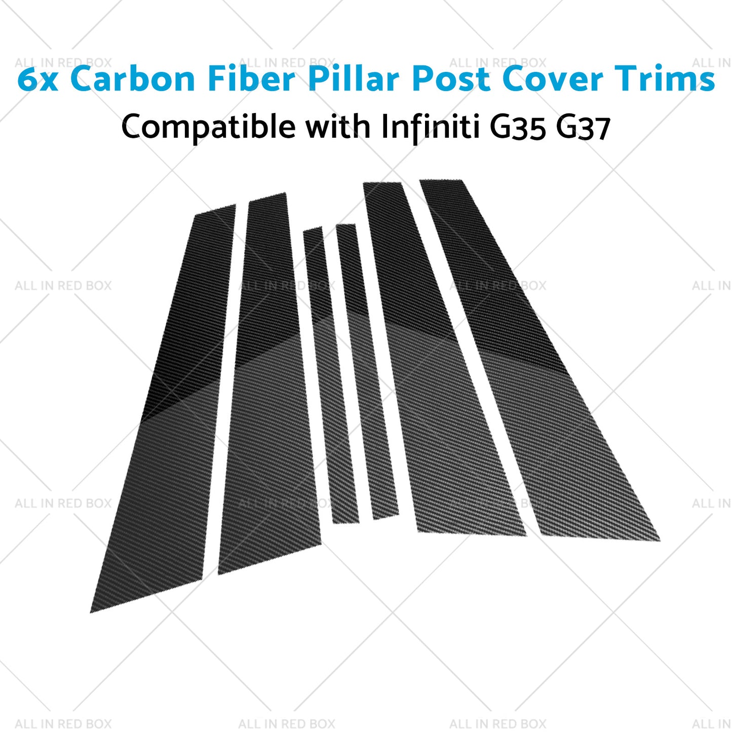{{ 6x Carbon Fiber Pillar Post Cover Trims Suitable for Infiniti G35 02-13 }} - Buy Car Parts Online at {{ Kaka Auto Parts }}.