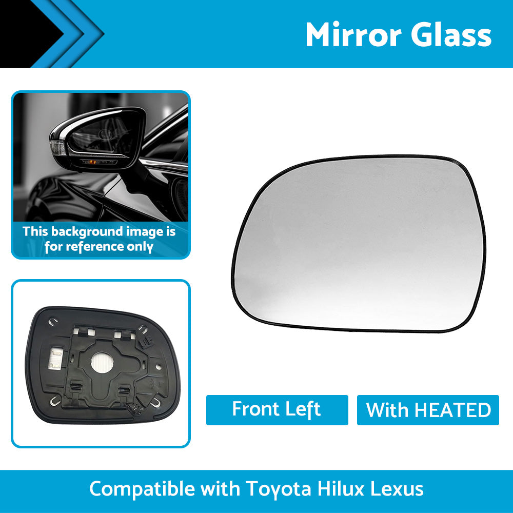 {{ Left Side Mirror Glass Suitable for Lexus RX300 RX330 Toyota Hilux HEATED Convex }} - Buy Car Parts Online at {{ Kaka Auto Parts }}.