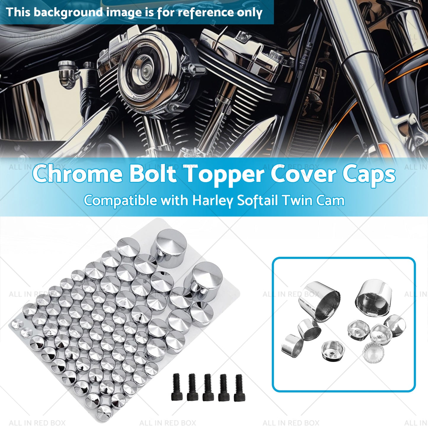 {{ Chrome Bolt Topper Cover Caps Suitable for Harley Twin Cam Softail 07-13 }} - Buy Car Parts Online at {{ Kaka Auto Parts }}.