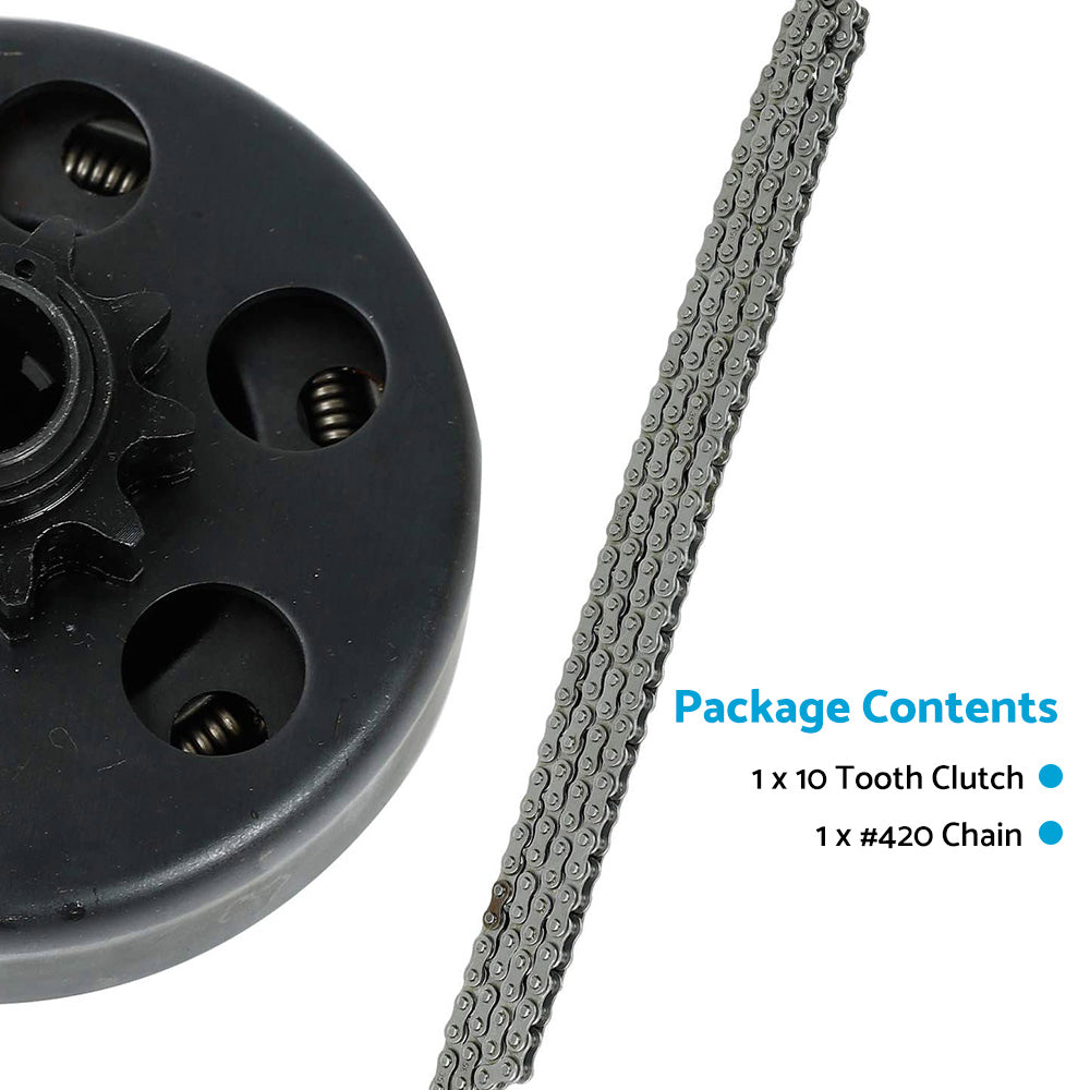 Centrifugal Clutch 3 or 4 Inch Bore 10 Tooth With 420 Chain Suitable For Go-Kart 6.5HP