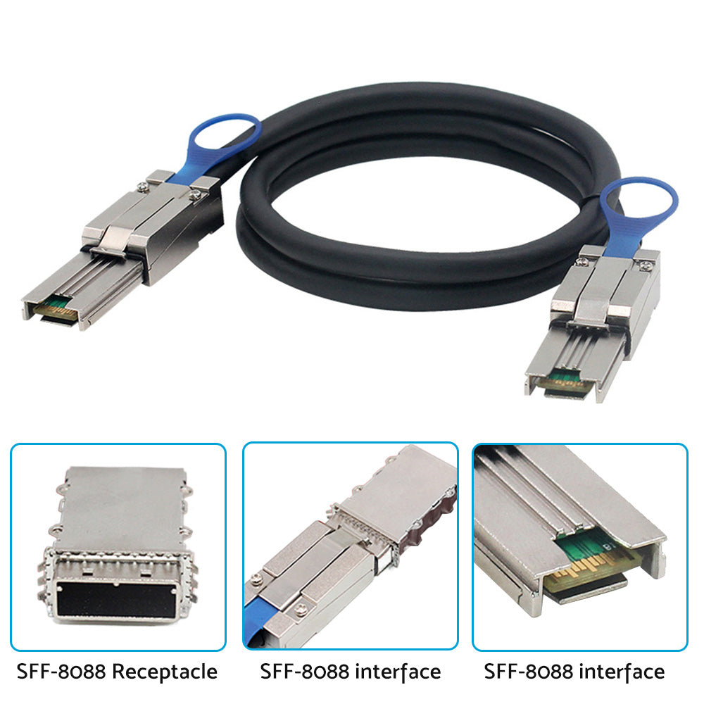 Mini SAS SFF-8088 26-Pin to SFF-8088 26-Pin External Cable for Disk Array 1M