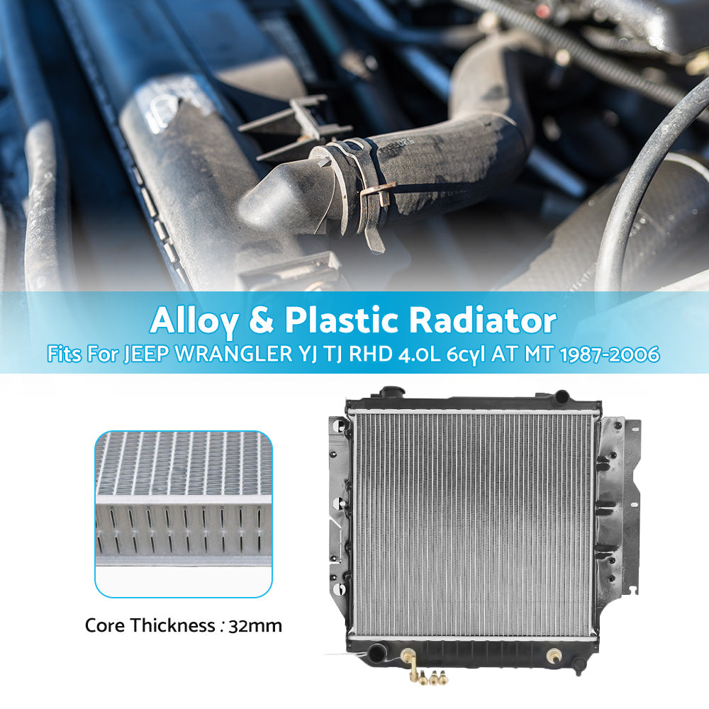 {{ 32MM HEAVY DUTY RADIATOR FIT JEEP WRANGLER YJ TJ RHD 4. 0L 6cyl AT MT 1987-2006? }} - Buy Car Parts Online at {{ Kaka Auto Parts }}.