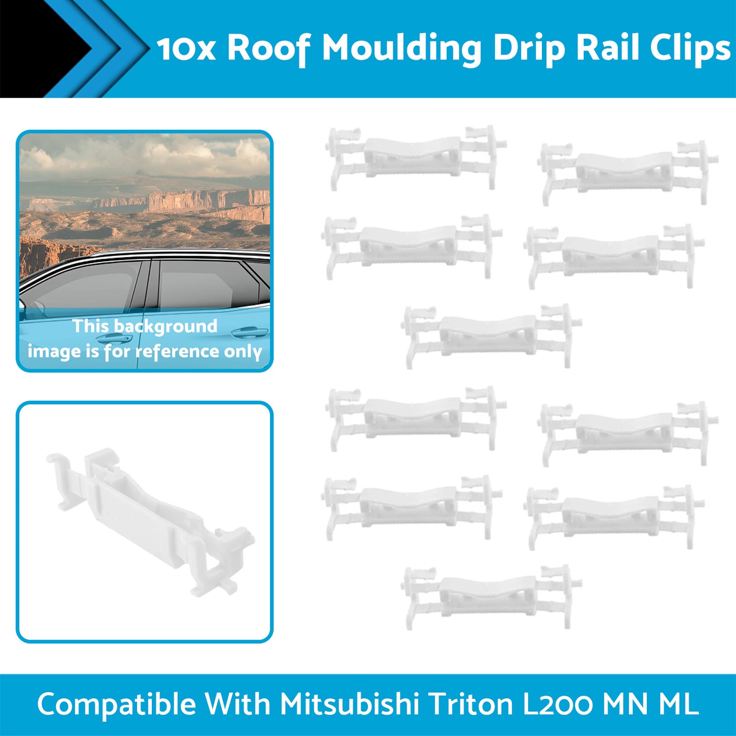 {{ 10x Roof Moulding Drip Rail Clips Suitable for Mitsubishi Triton L200 2005-2014 }} - Buy Car Parts Online at {{ Kaka Auto Parts }}.