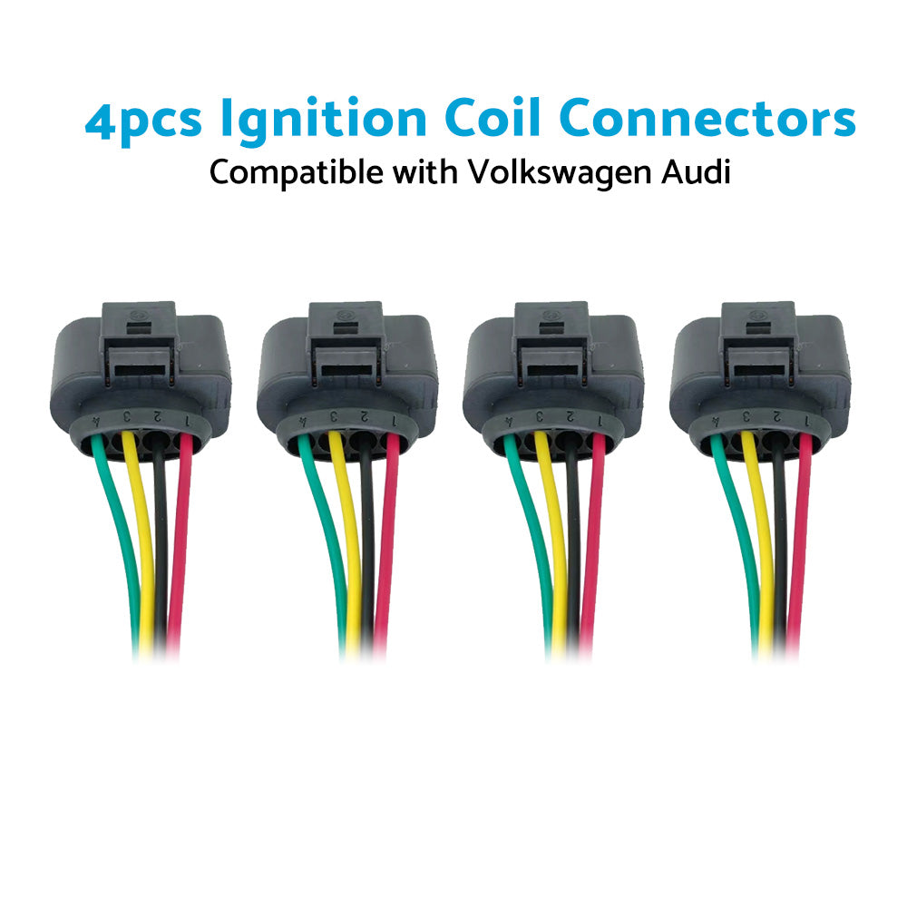 4PCS Ignition Coil Connector Repair Harness Plug 1J0973724 Suitable For VW Audi