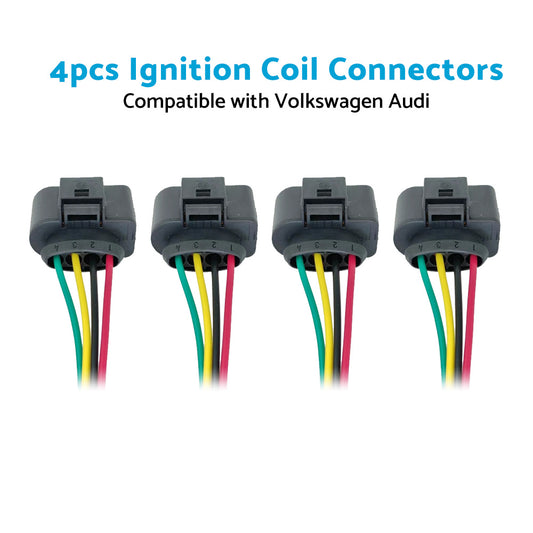 4PCS Ignition Coil Connector Repair Harness Plug 1J0973724 Suitable For VW Audi