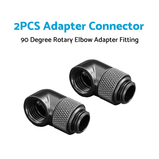 2PCS Black Green Water Cooling G1 4 Thread 90 Angle Rotary Elbow Adapter Fitting