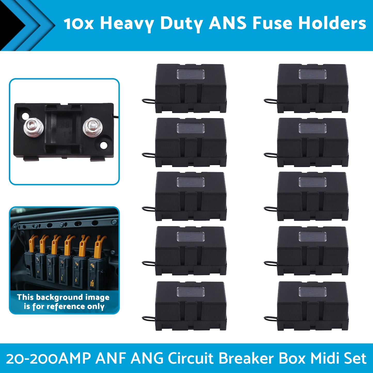 {{ 10x Heavy Duty ANS Fuse Holder 20-200AMP ANF ANG Circuit Breaker Box Midi Set }} - Buy Car Parts Online at {{ Kaka Auto Parts }}.