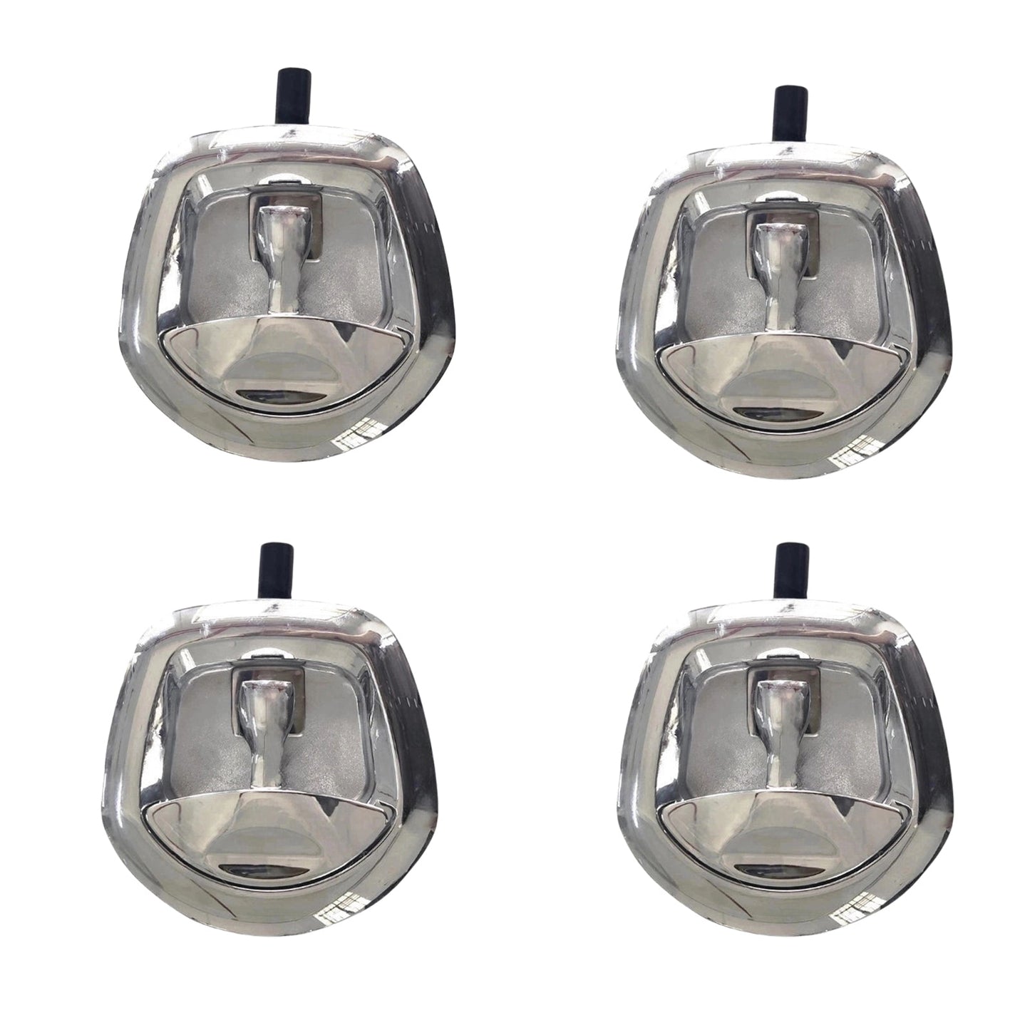 4x Chrome Power Operated Recessed Folding Whale Tail T-Lock Handle Suitable For Toolbox