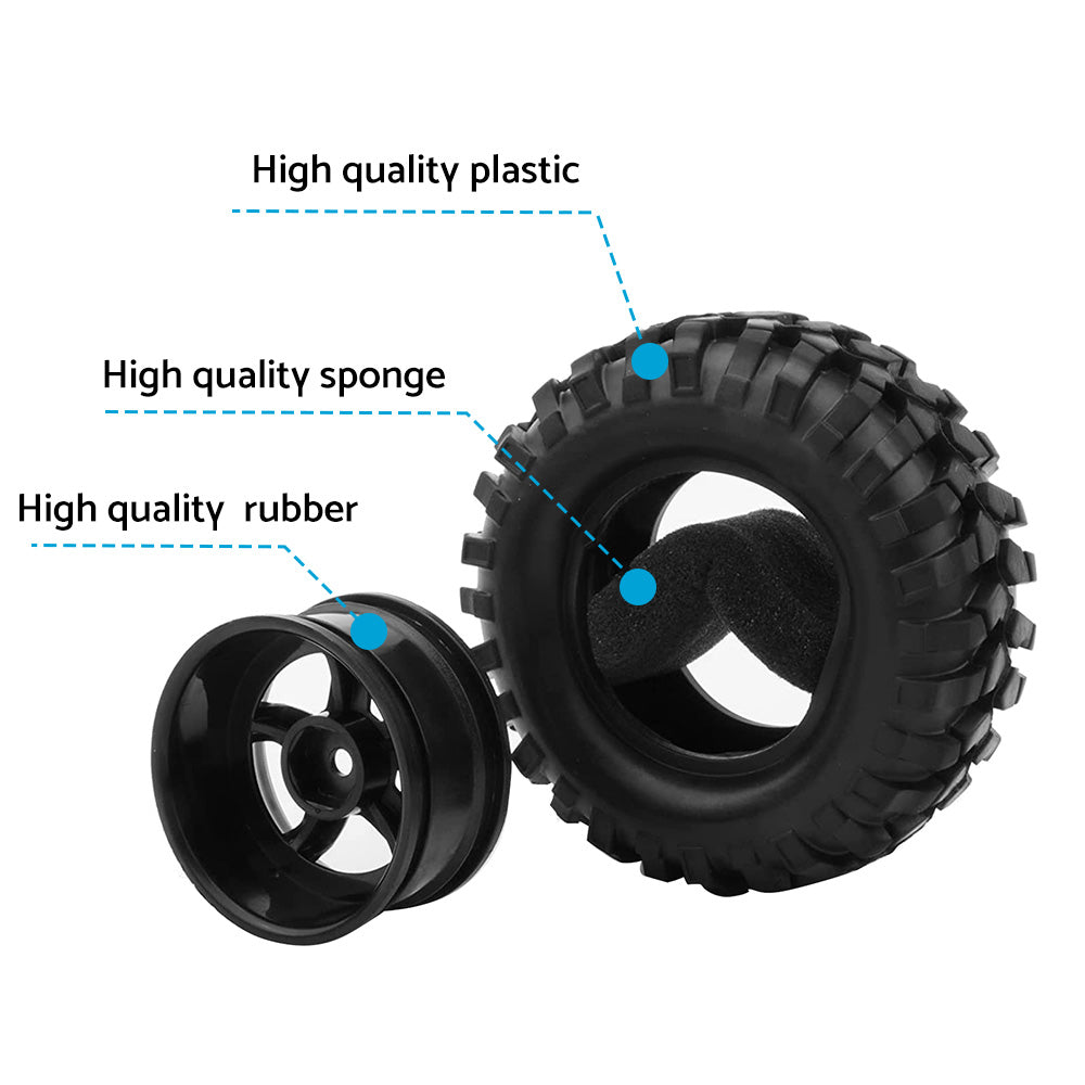 Wheels Rims Rubber Tires 12mm Hex Suitable For 1 or 10 Off-Road RC Rock Buggy Truck