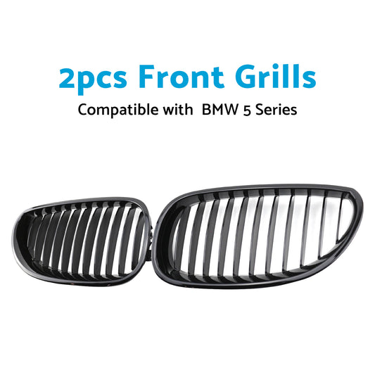 Gloss Black Front Grille Grill Suitable For BMW E60 E61 5 Series 2003-2010