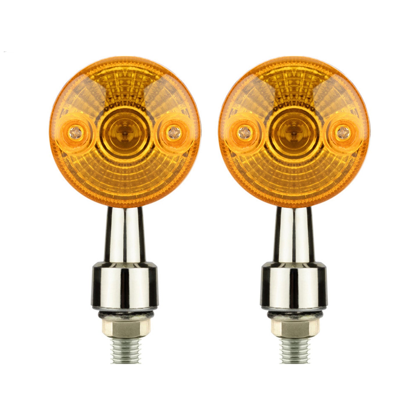 4x Chrome Motorcycle Turn Signal Lights Amber Indicators Blinker Universal Bulb