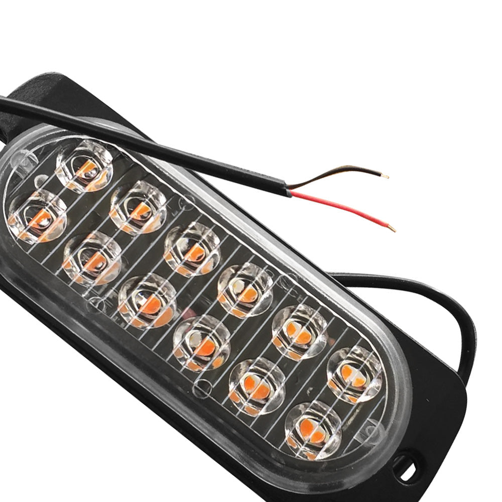 12 LED Strobe Light Emergency Warning Beacon White Amber 12V/24V