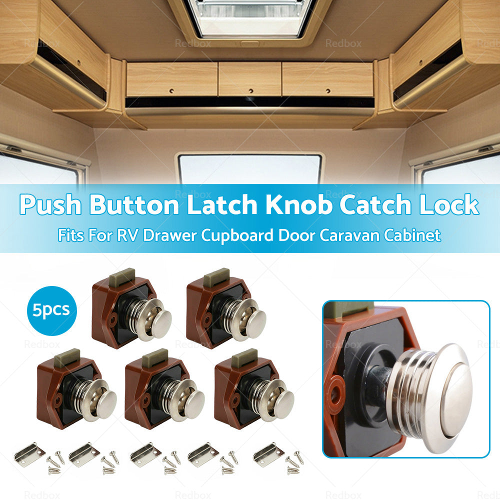 {{ 5x Push Button Latch Knob Catch Lock For Drawer Cupboard Door Caravan Cabinet }} - Buy Car Parts Online at {{ Kaka Auto Parts }}.
