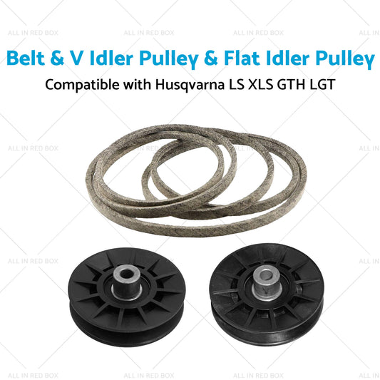 Belt with V-Idler Pulley & Flat Idler Pulley Suitable For Husqvarna LS / XLS / GTH / LGT Models