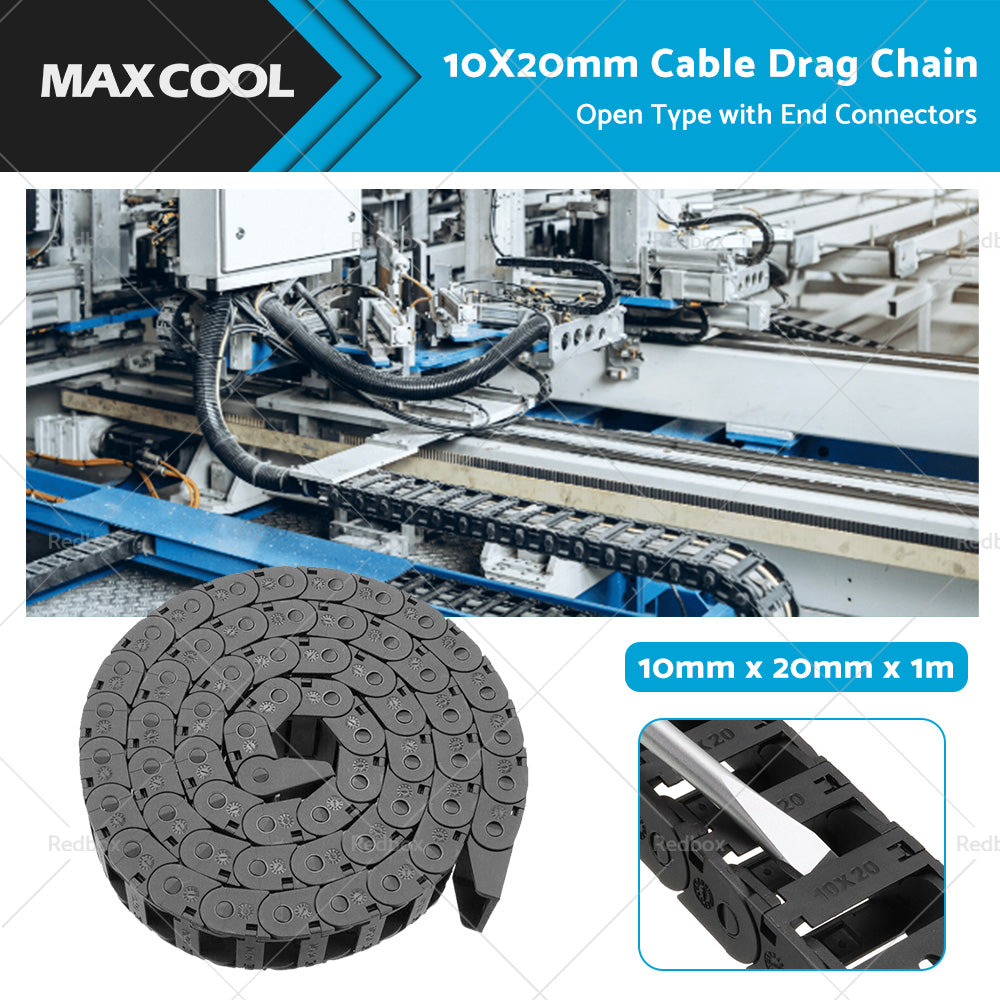 {{ 10mmX20mm 1Meter Drag Chain Cable Carrier Open Type with End Connectors Plastic }} - Buy Car Parts Online at {{ Kaka Auto Parts }}.