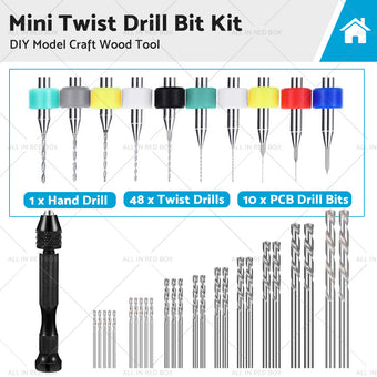 compare product 59-Pcs Mini Twist Drill Bit Set Suitable For DIY Micro Hand Drilling, Model Craft & Woodwork