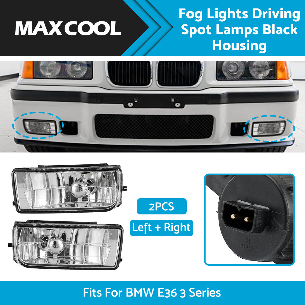 {{ 2PCS Fog Lights Driving Spot Lamps Black Housing Fits For BMW 92-98 E36 3 Series }} - Buy Car Parts Online at {{ Kaka Auto Parts }}.
