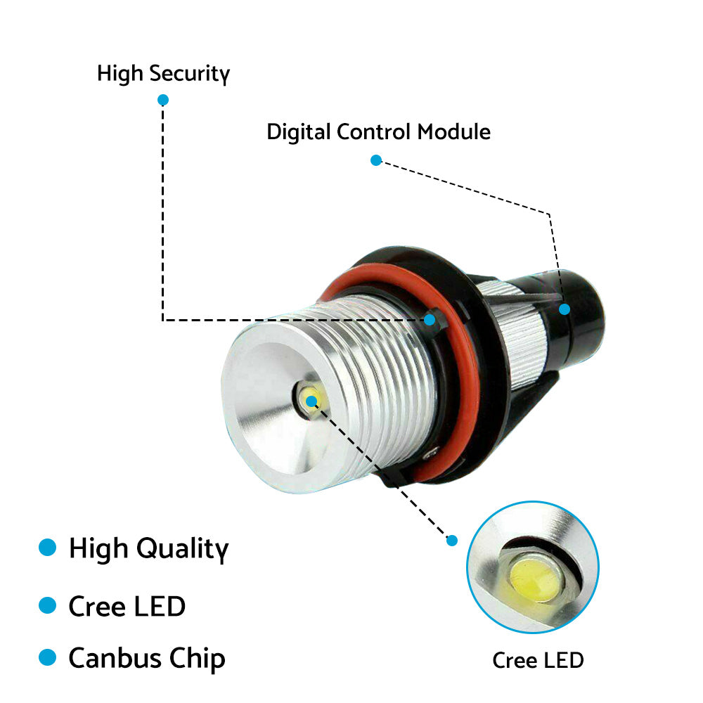 2x Angel Eyes LED Halo Ring Light Bulbs Error Free Suitable For BMW X5 E39 E53 E60 E61 E63