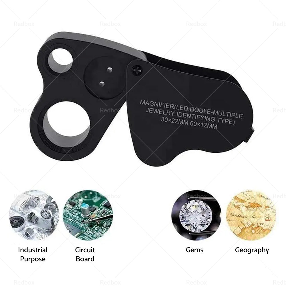 {{ 60X 30X Pocket Jewellers Eye Loupe Magnifier Jewelry Magnifying Glass LED Light }} - Buy Car Parts Online at {{ Kaka Auto Parts }}.