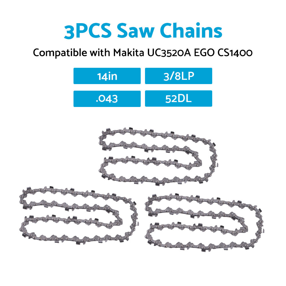 {{ 3PCS Chainsaw Chain 14inch 52DL 3 8LP. 043 Suitable for MAKITA UC3520A EGO CS1400 }} - Buy Car Parts Online at {{ Kaka Auto Parts }}.