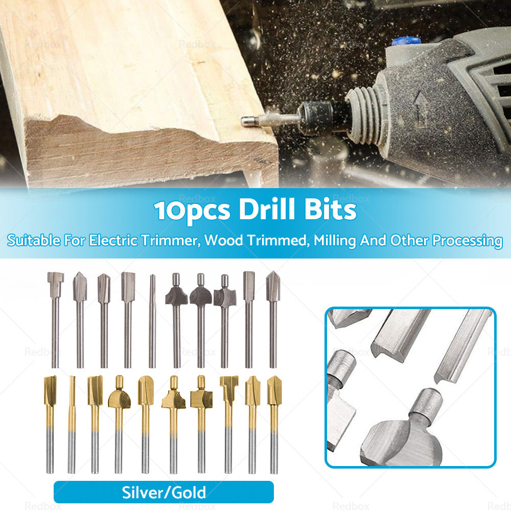 {{ Set of 10 3mm Titanium Mini Hss Router Bit Trimmer Shank Electric Trimmer Tool }} - Buy Car Parts Online at {{ Kaka Auto Parts }}.