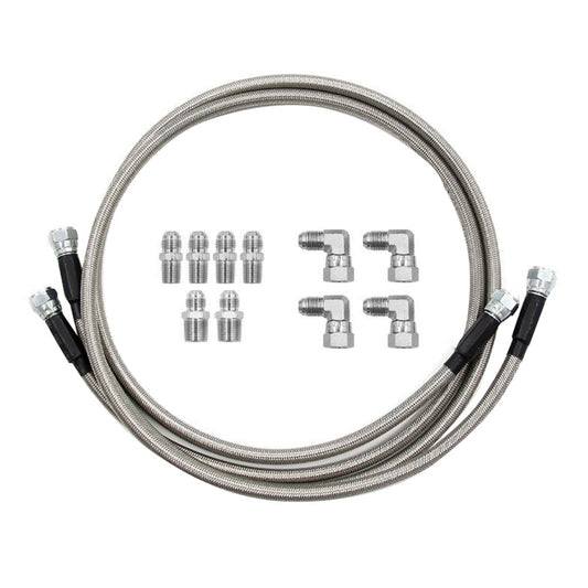 Stainless Steel Braided Transmission Cooler Hose Fitting Kit Suitable For 700R4 / TH350 / TH400