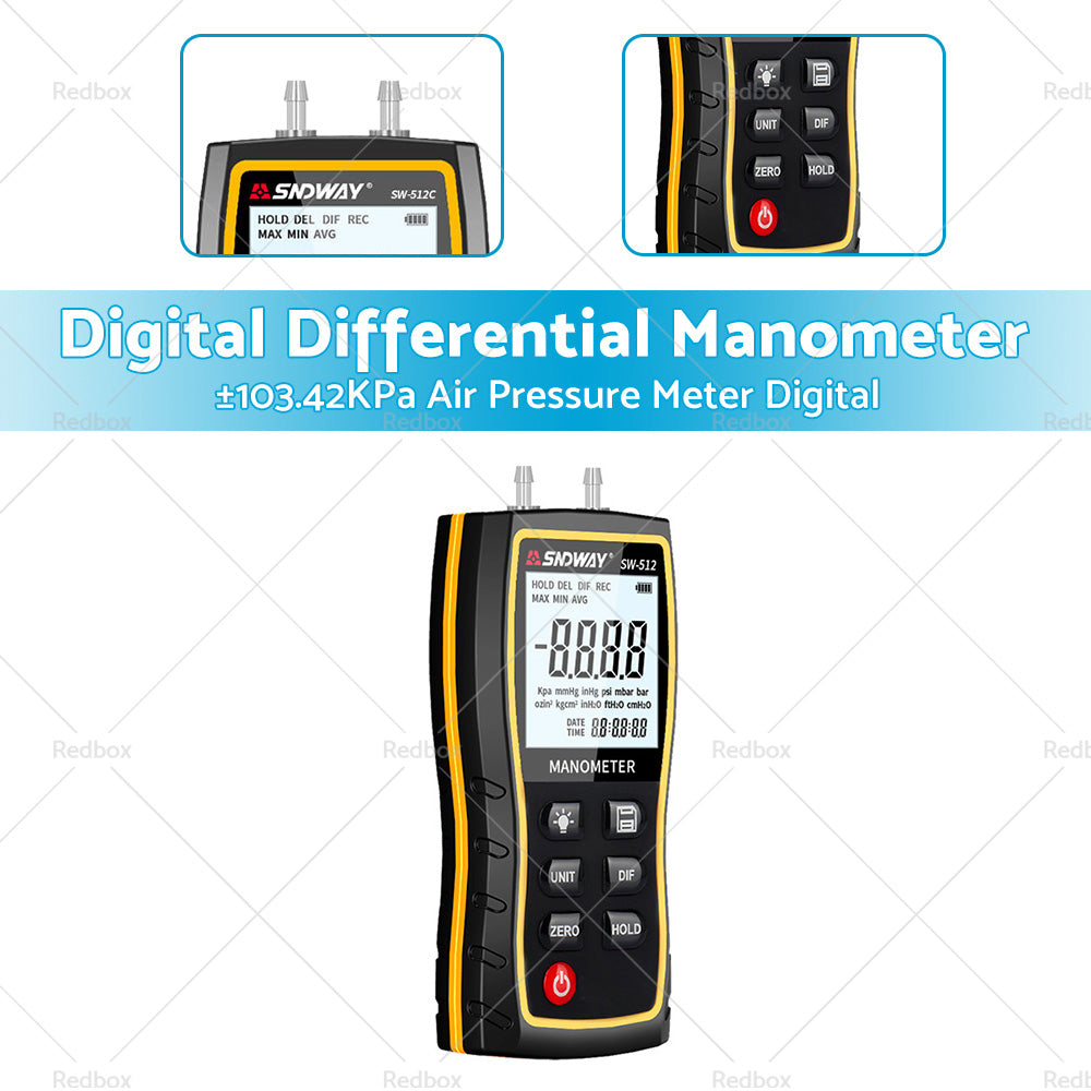 {{ Digital Differential Manometer 隆脌103. 42KPa Air Pressure Meter Digital }} - Buy Car Parts Online at {{ Kaka Auto Parts }}.
