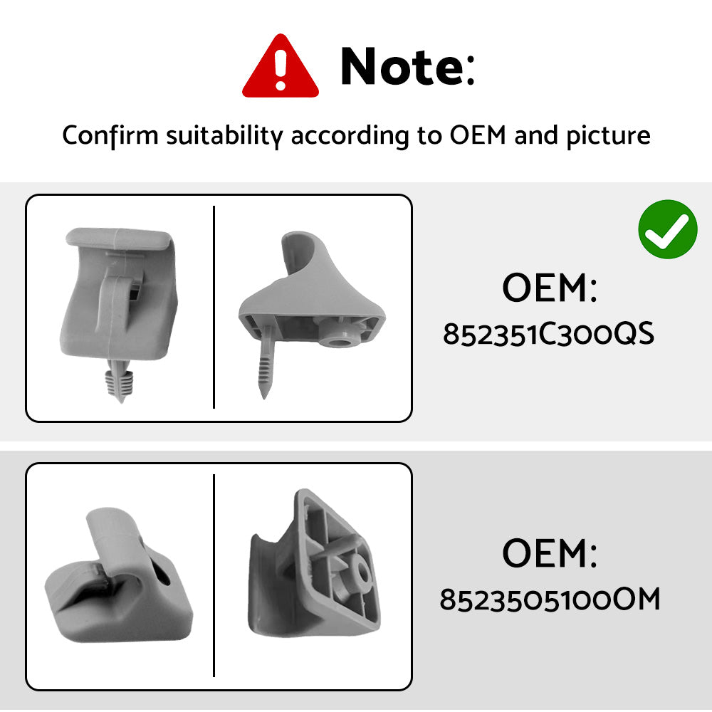 2x Sun Visor Clip Left & Right Side Suitable For Hyundai Getz 2002-2011 Grey 852351C300QS