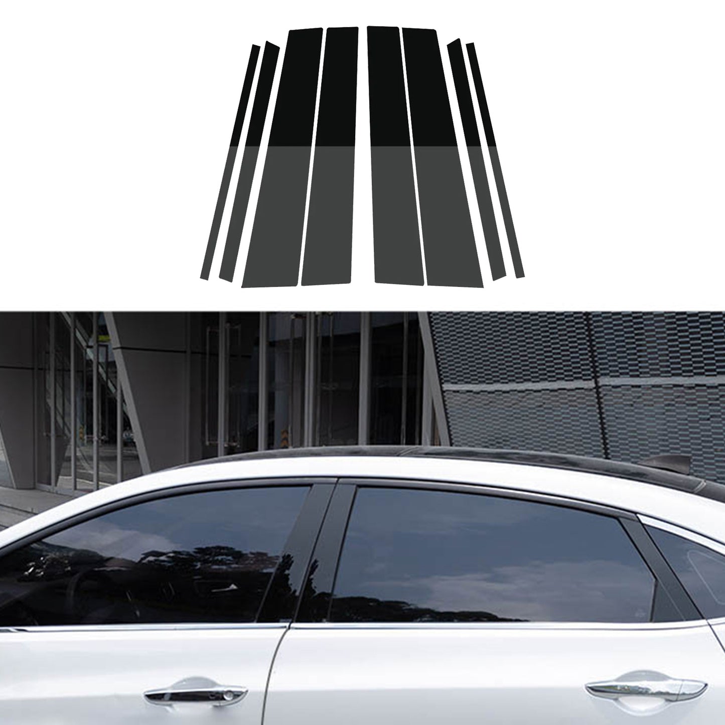 8x Black Pillar Post Cover Trims Suitable For Honda Civic Sedan 2012-2015