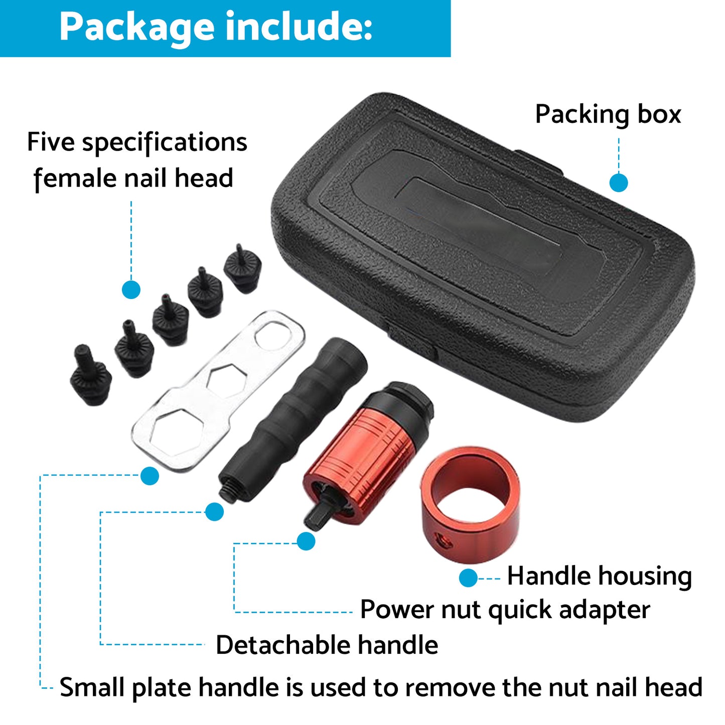 Rivet Nut Tool M3-8 Nutsert Adapter Suitable for Hand Wrench Electric Drill