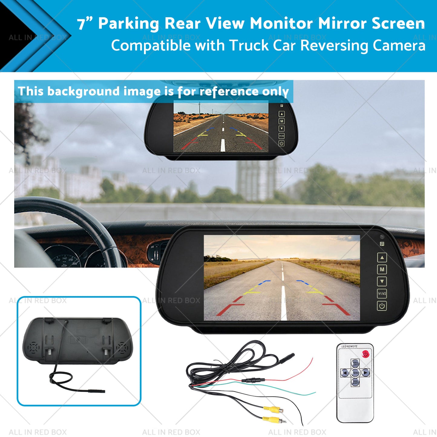 {{ 7 inch Parking Rear View Monitor Mirror Screen Suitable for Truck Reversing Camera }} - Buy Car Parts Online at {{ Kaka Auto Parts }}.
