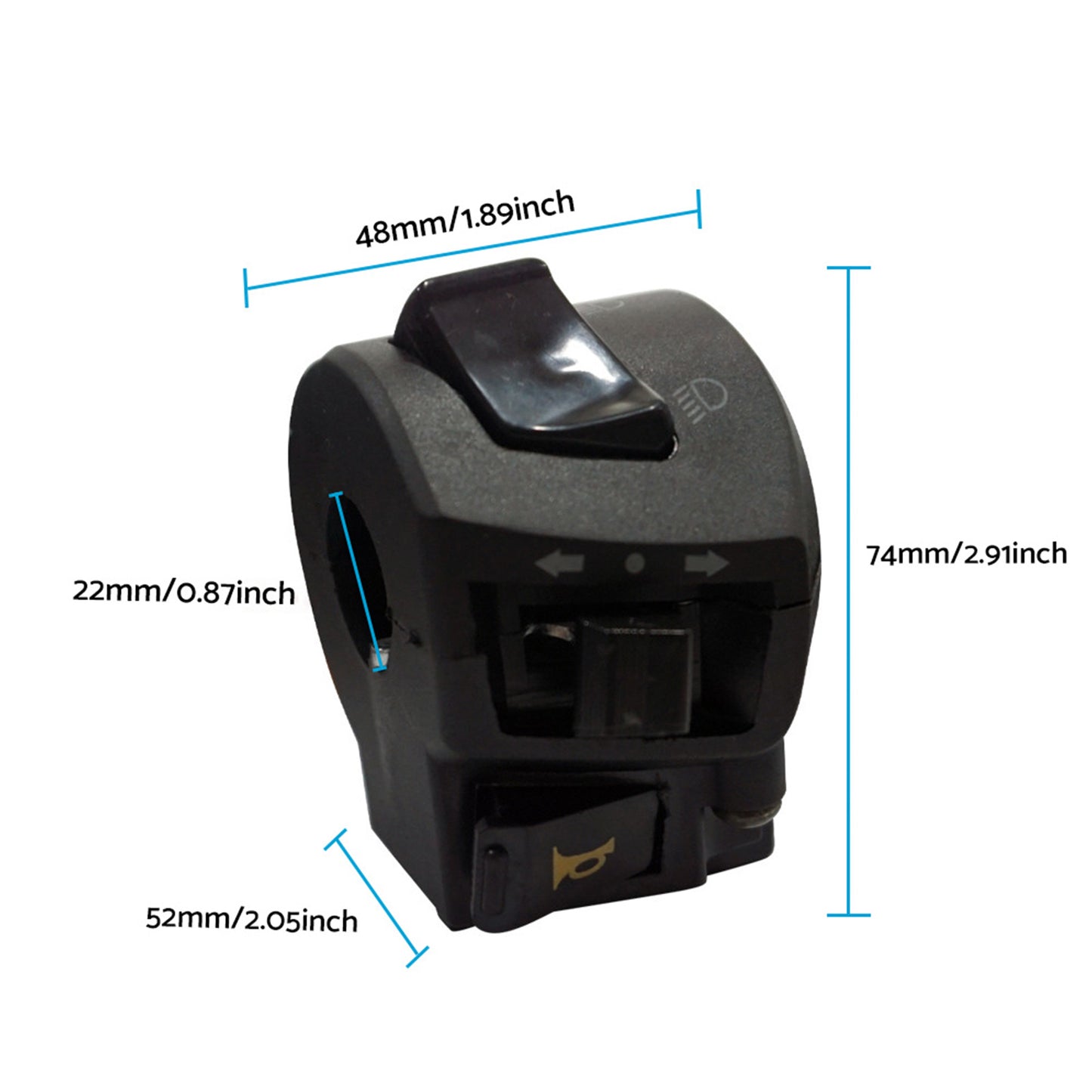 Motorcycle Handlebar Headlight Control Switch Turn On/Off Light Indicator