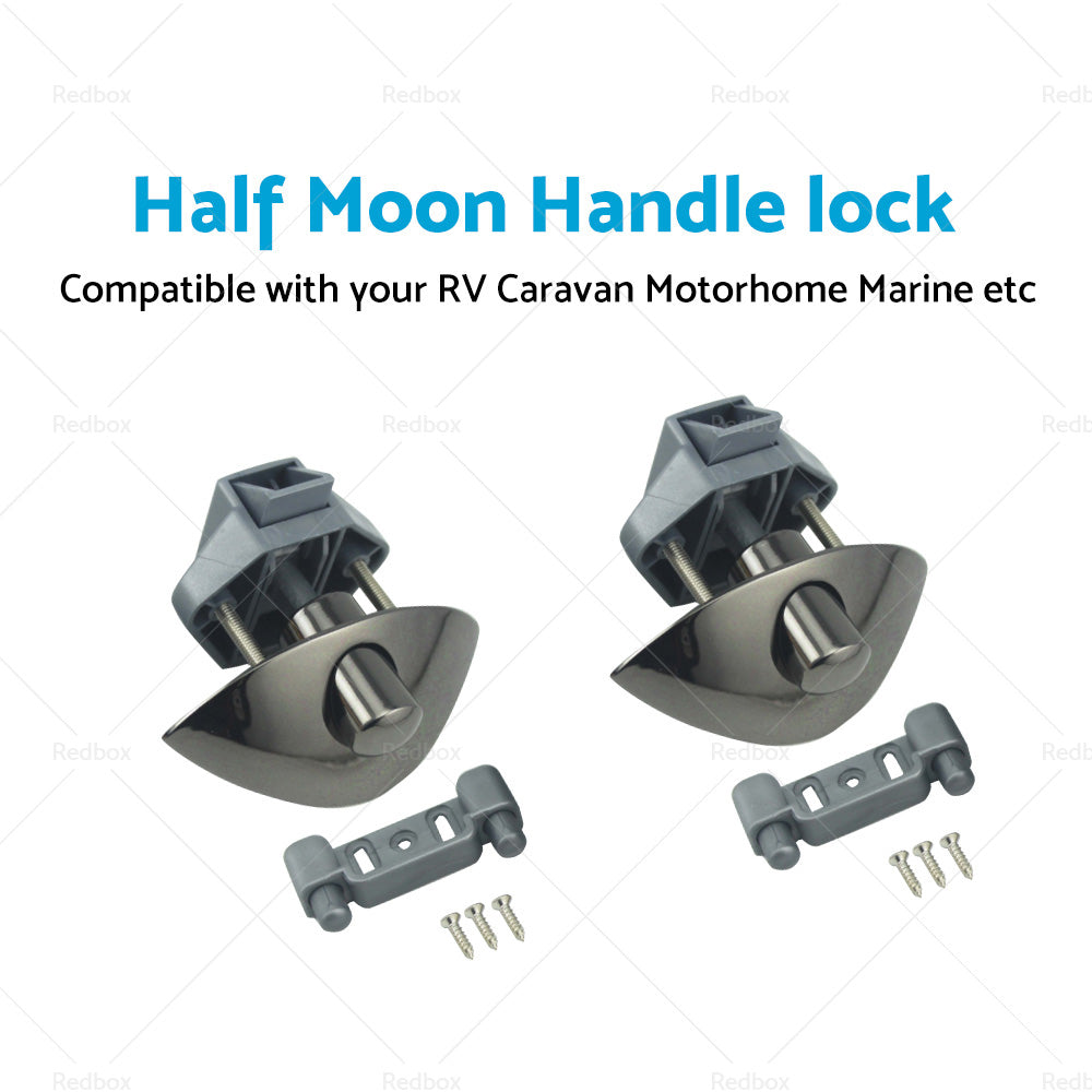 {{ 2x Zinc Alloy Half Moon Handle Push Lock Knob For Camper RV Kitchen Cabin Black }} - Buy Car Parts Online at {{ Kaka Auto Parts }}.