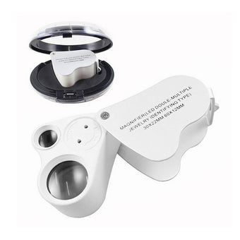 compare product Jewelry Loupe Magnifier 30X 60X With LED Light 2 Lens Illuminated Jewelers Eye Loupe