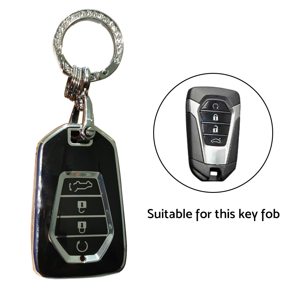 TPU 4-Button Car Remote Key Fob Cover Suitable For Isuzu D-MAX / MU-X MUX Black