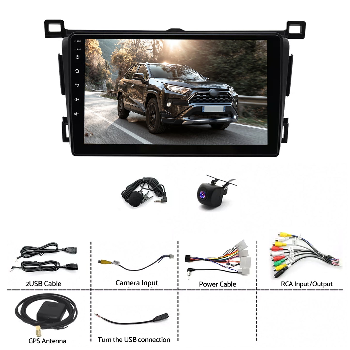 CarPlay Stereo Head Unit Suitable For Toyota RAV4 13-18 Android 13.0 GPS 4+64GB