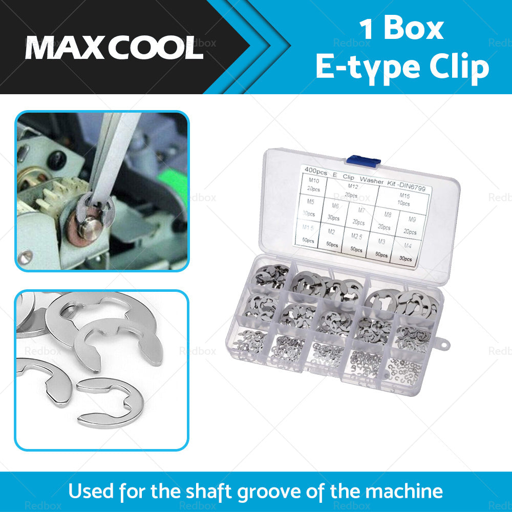 {{ Stainless Steel E Clips C Circlip Kit Retaining Ring 400PCS Assorted M1. 5-M15mm }} - Buy Car Parts Online at {{ Kaka Auto Parts }}.