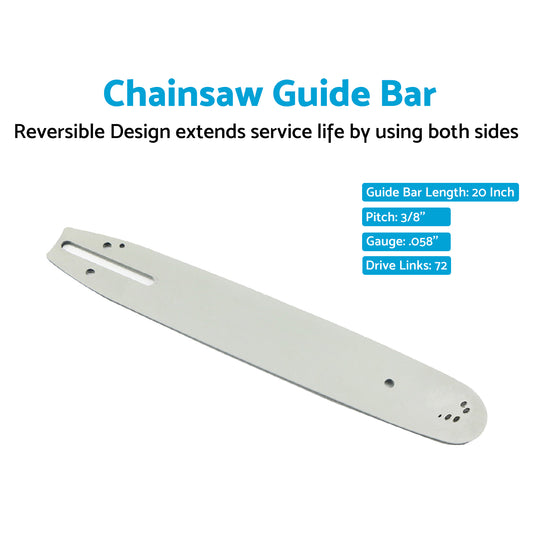 20'' Chainsaw Guide Bar 3/8 .058 72DL Suitable For Poulan/Poulan Pro Shindaiwa