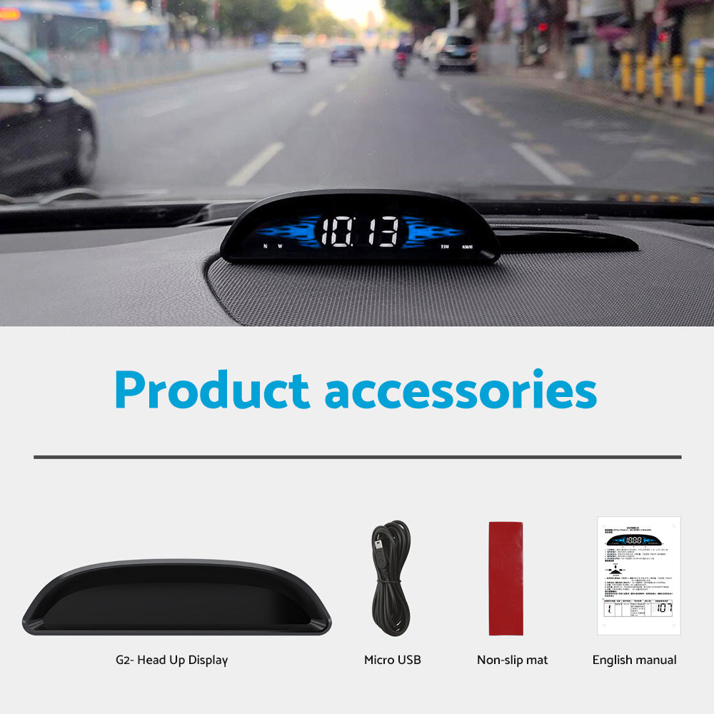 Car HUD Head-Up Display LCD Digital GPS Speedometer with Overspeed Alarm Universal