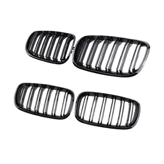 2x Front Grill Grille Gloss Black Suitable For BMW E70 X5 / E71 X6 2007-2013