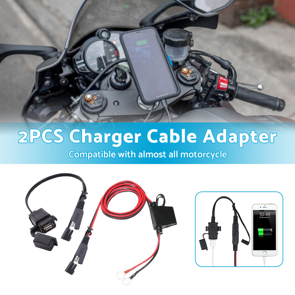 {{ 2PCS Waterproof Motorcycle Bike SAE to USB Charger Cable Adapter for GPS Phone }} - Buy Car Parts Online at {{ Kaka Auto Parts }}.