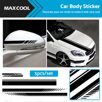 compare product 5x Car Side Body Sticker Vinyl Hood Roof Decals Racing Long Stripe Universal