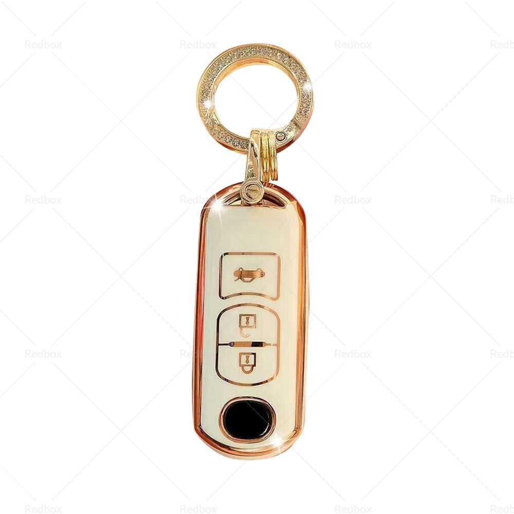 {{ Beige TPU Car Remote Key Fob Case Cover Fits For Mazda 2 3 5 6 CX-3 CX-5 CX-7 }} - Buy Car Parts Online at {{ Kaka Auto Parts }}.