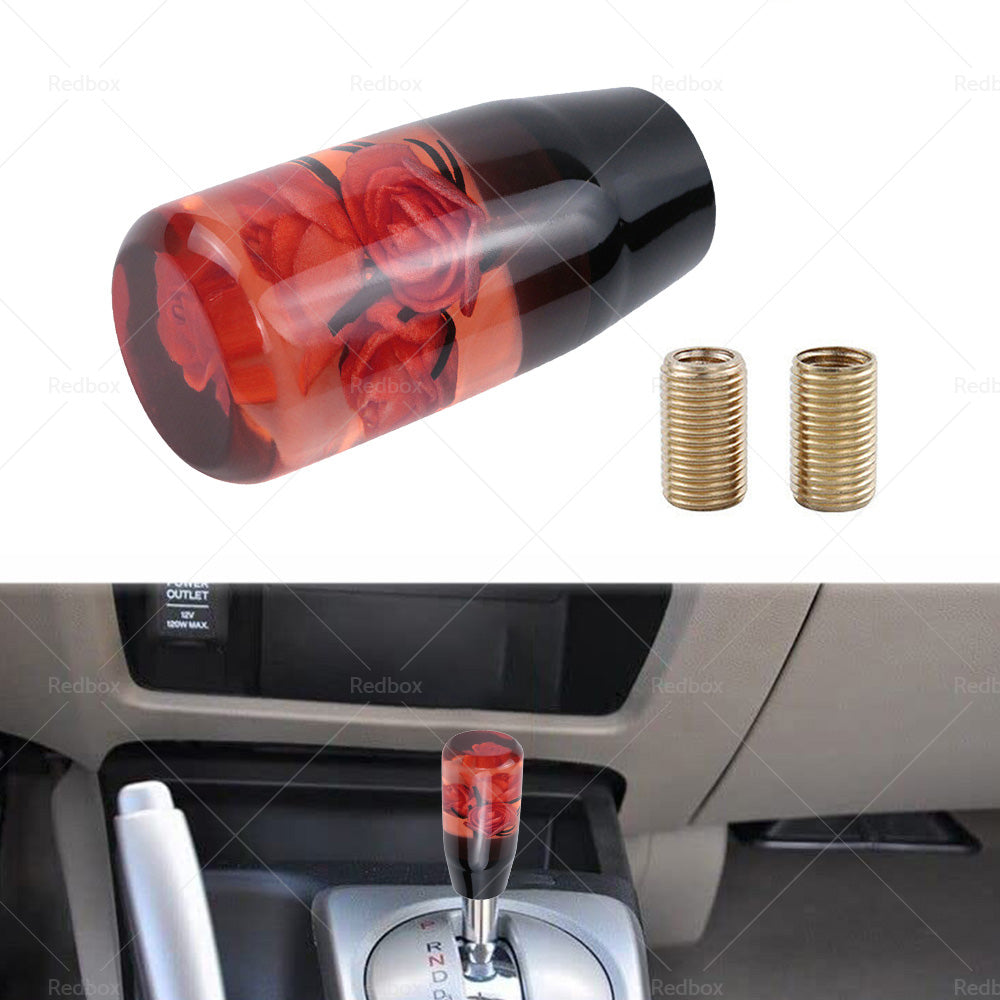 {{ 10CM Clear Red Real Flowers Manual Gear Stick Shift Knob Lever Shifter }} - Buy Car Parts Online at {{ Kaka Auto Parts }}.