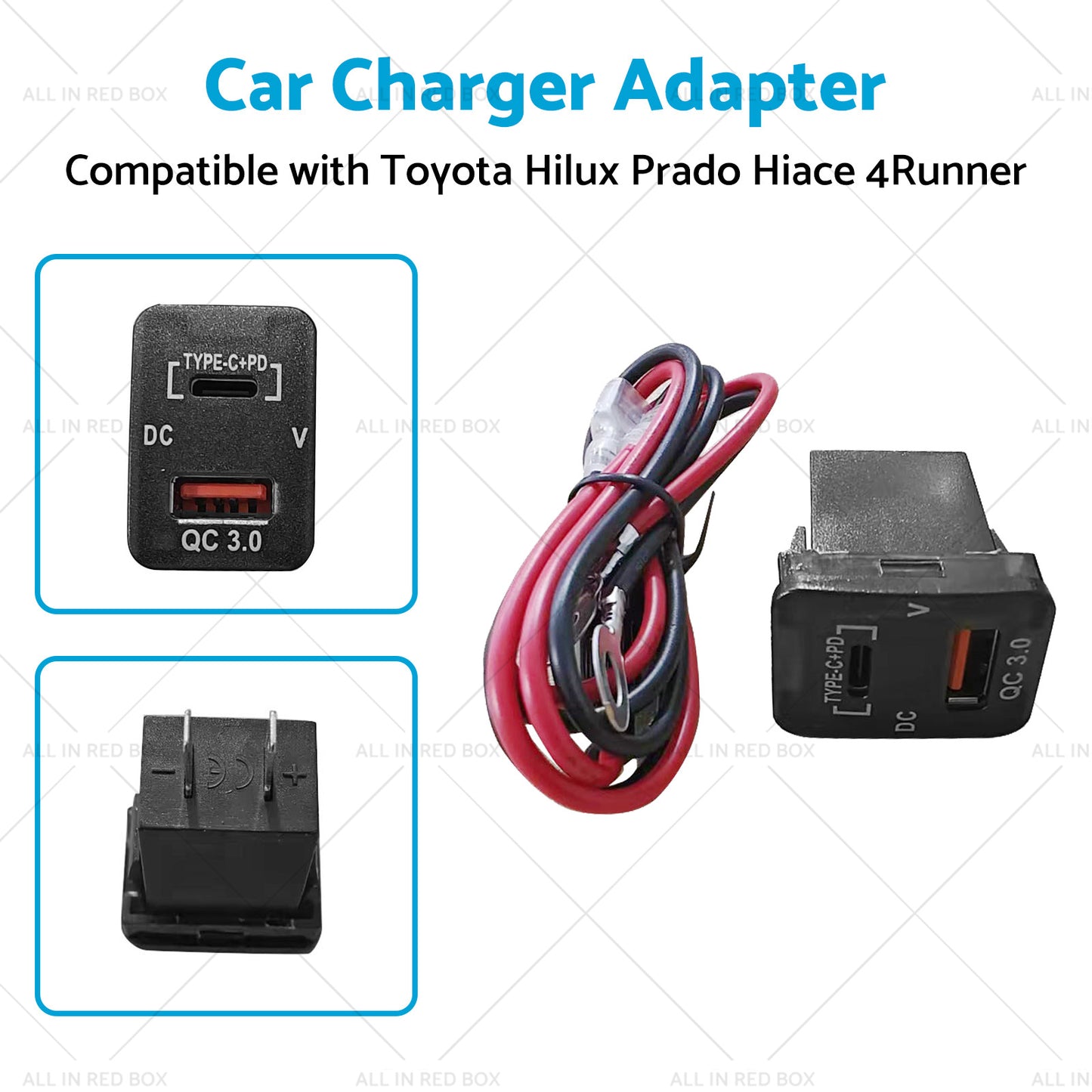 {{ TYPE C  VOLT  QC 3. 0 USB CHARGER Suitable for Toyota Hilux Prado BLUE LED 12v }} - Buy Car Parts Online at {{ Kaka Auto Parts }}.