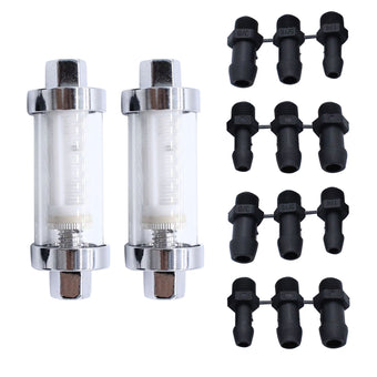 compare product 2x Reusable Washable Chrome Glass Inline Fuel Filter Suitable For 1/4 Inch, 5/16 Inch & 3/8 Inch Fuel Lines