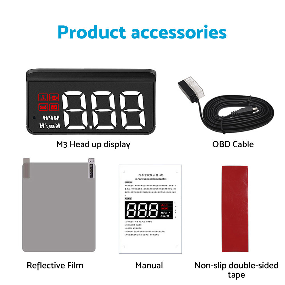 Universal Car Head-Up Display GPS Digital Speedometer with Speed Warning OBD2