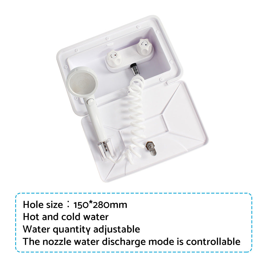 1 Set External RV Caravan Shower Box Exterior Faucet Camper Trailer Boat White