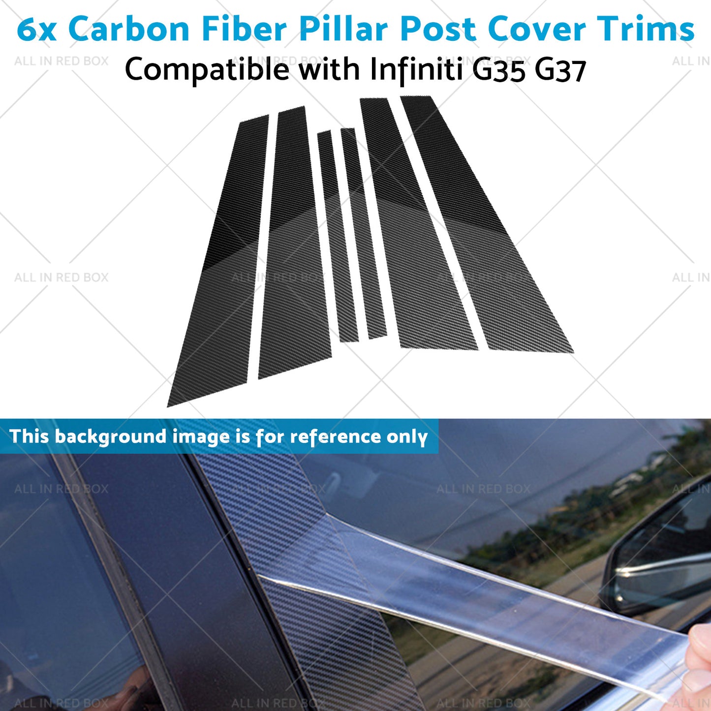 {{ 6x Carbon Fiber Pillar Post Cover Trims Suitable for Infiniti G35 02-13 }} - Buy Car Parts Online at {{ Kaka Auto Parts }}.