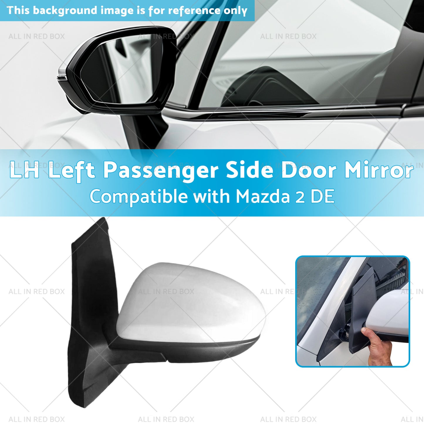 {{ LH Left Passenger Side Door Mirror Suitable for 3 Wires Mazda 2 DE 06 or 07-14 }} - Buy Car Parts Online at {{ Kaka Auto Parts }}.